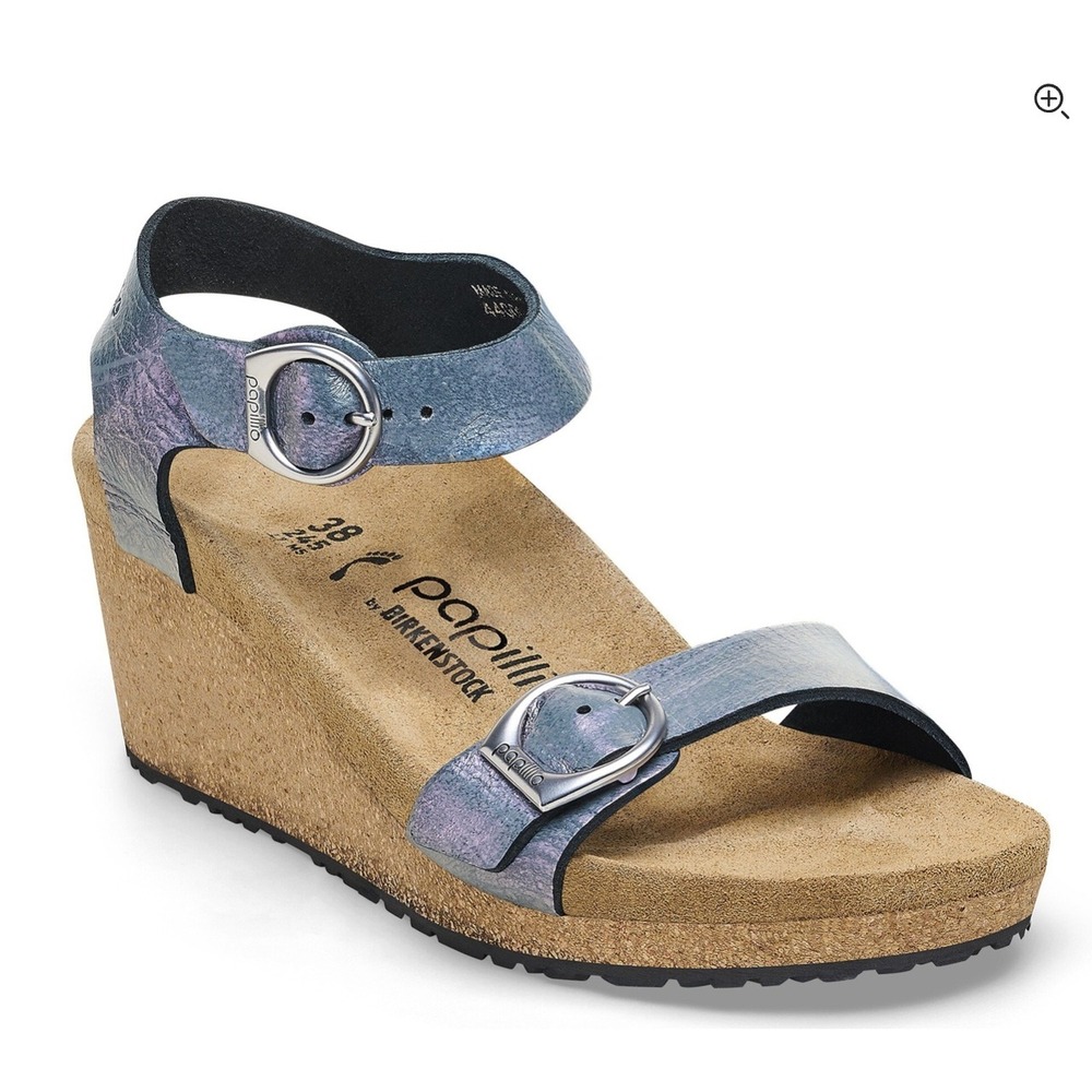 Papillio by Birkenstock Soley Wedge Sandal Metallic Black - Women's 39 / US 8
